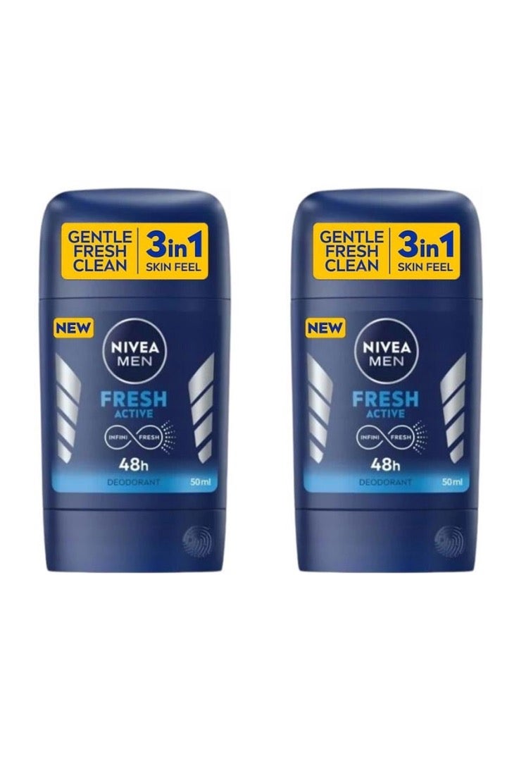 نيفيا مزيل عرق ومضاد تعرق فريش اكتيف ببكرة دوارة للرجال من نيفيا، حماية 48 ساعة، رائحة منعشة، 50 مل pack of 2 - Image 1