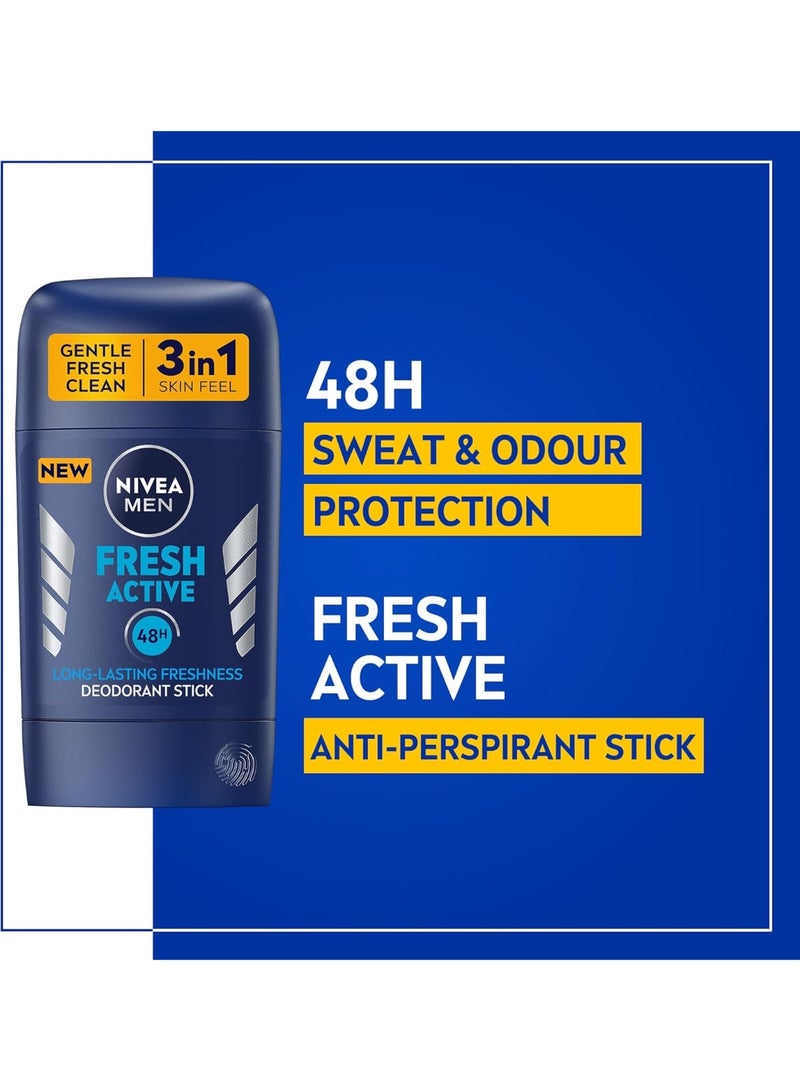 نيفيا مزيل عرق ومضاد تعرق فريش اكتيف ببكرة دوارة للرجال من نيفيا، حماية 48 ساعة، رائحة منعشة، 50 مل pack of 2 - Image 2