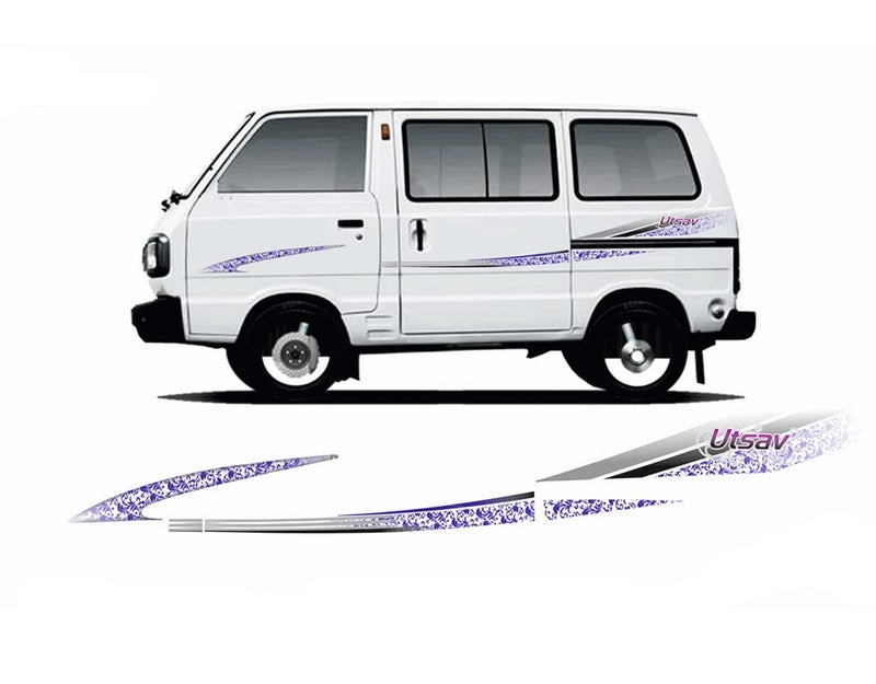 Automaze Car Side Decal Full Body Sticker Graphics for Maruti Suzuki Omni All Models (Utsav Sticker Purple Color, Both Sides, 0460) - Image 1