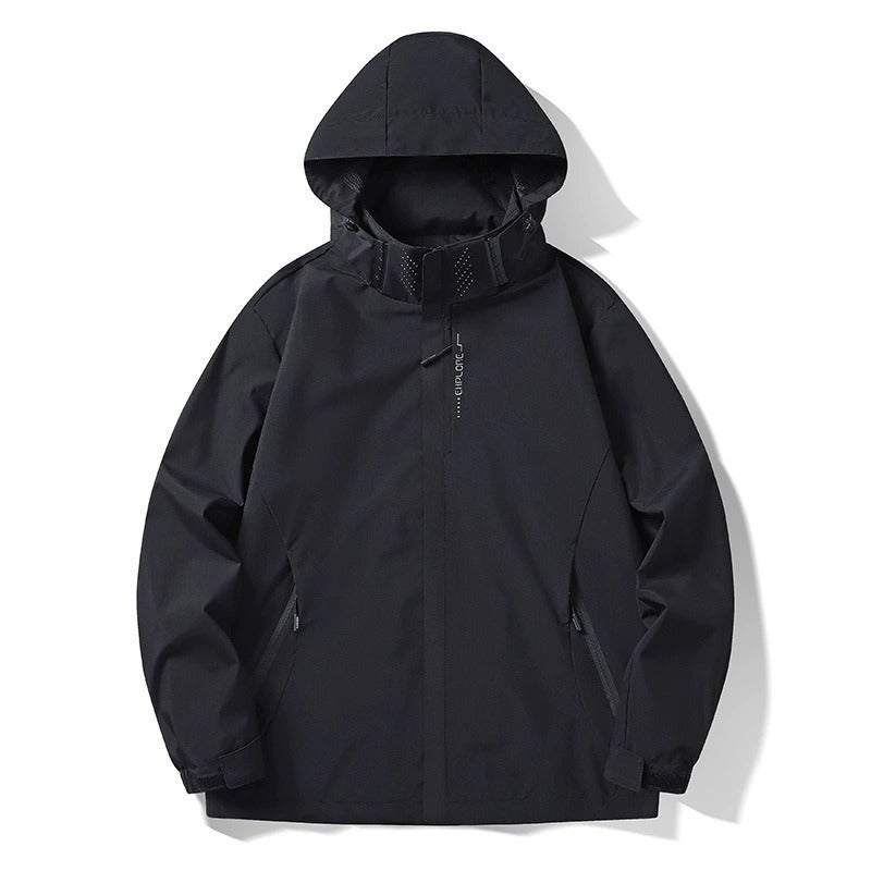 Yu Lang Hu Wai Men's Outdoor Windbreaker Jacket Lightweight Hooded Waterproof Hiking Coat with Logo Printing - Image 2