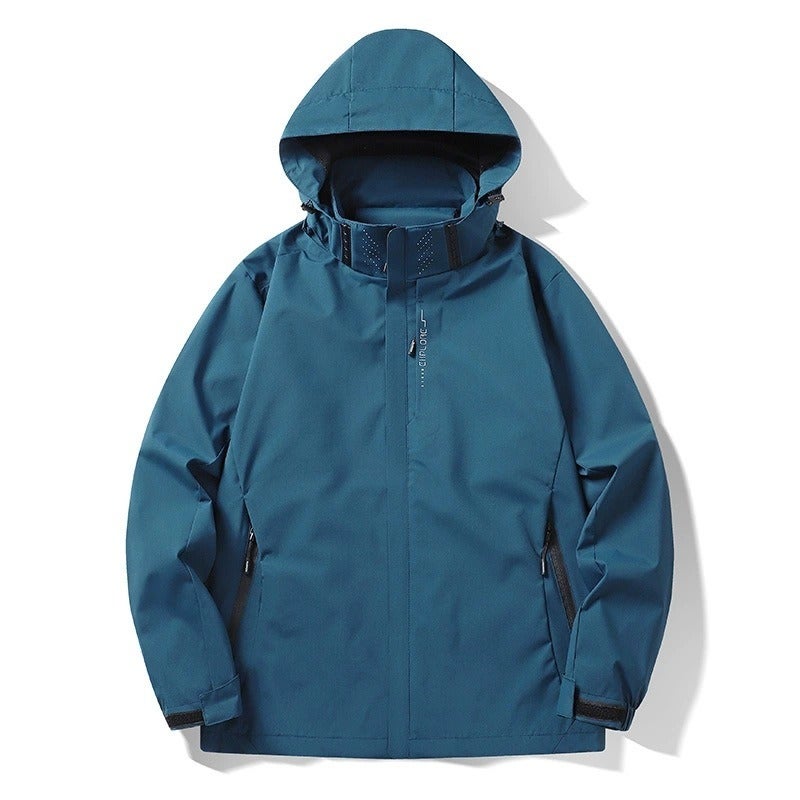 Yu Lang Hu Wai Men's Outdoor Windbreaker Jacket Lightweight Hooded Waterproof Hiking Coat with Logo Printing - Image 1