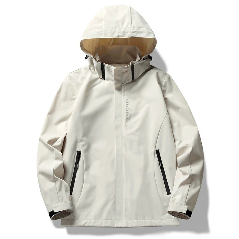 Yu Lang Hu Wai Men's Outdoor Windbreaker Jacket Lightweight Hooded Waterproof Hiking Coat with Logo Printing - Image 3