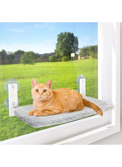 Cordless Cat Hammock for Window, Cat Perch for Wall with 4 Suction Cups, Solid Metal Frame…