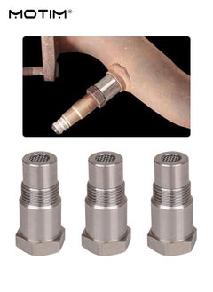 3 PCS M18*1.5 Car O2 Oxygen Sensors Protective Plug Adapter, Stainless Steel Engine Light Eliminator, Extension Joint with Filter
