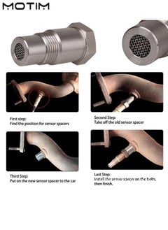 Motim 3 PCS M18*1.5 Car O2 Oxygen Sensors Protective Plug Adapter, Stainless Steel Engine Light Eliminator, Extension Joint with Filter  - Image 2