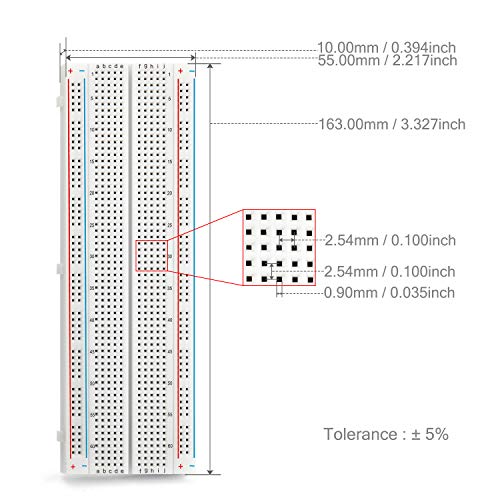 Chanzon 3 pcs Breadboard with 830 Tie Points (MB-102) Solderless Prototype Kit Universal PCB Bread Board Plus 2 Power Rail and Adhesive Back for Small DIY Kits Arduino Proto Raspberry rasp Pi Project - Image 3