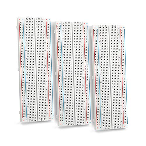 Chanzon 3 pcs Breadboard with 830 Tie Points (MB-102) Solderless Prototype Kit Universal PCB Bread Board Plus 2 Power Rail and Adhesive Back for Small DIY Kits Arduino Proto Raspberry rasp Pi Project - Image 1
