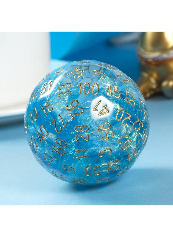 DNDND Resin D100 Dice Light Blue100 Sided Dice with Foil Paper Inside with Translucent Organza Bag for Dungeon and Dragons - Image 3