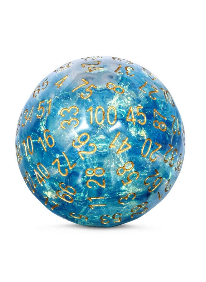 DNDND Resin D100 Dice Light Blue100 Sided Dice with Foil Paper Inside with Translucent Organza Bag for Dungeon and Dragons - Image 1