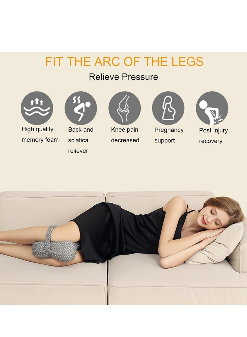 Excefore Knee Pillow for Side Sleepers, Butterfly Hollow Design Aligns Spine and Relieves Pressure, Memory Foam Leg Elastic Pillow Strap for Sleeping for Back Pain,Leg Pillow, Gray - Image 4