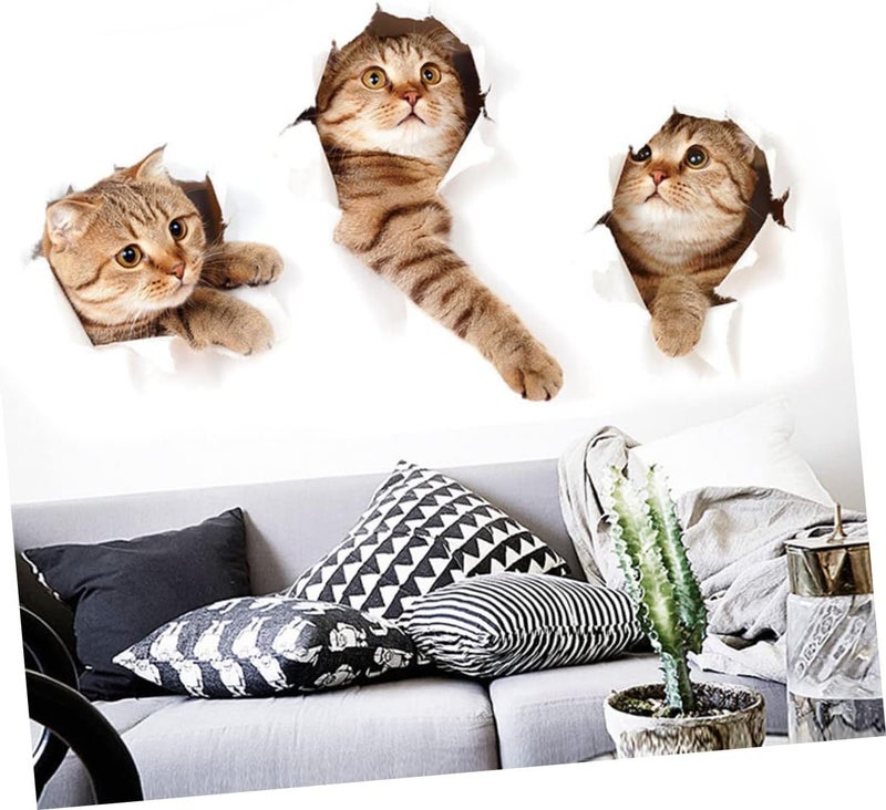 klarako 6 pcs Decorative Reaching Kitten Craft Living Paper Window Sticker Wall Clings Stickers Wallpaper Cat Toilet DIY Animal Decals Chidren for Bathroom D Room Cartoon Nursery Art Cats - Image 2