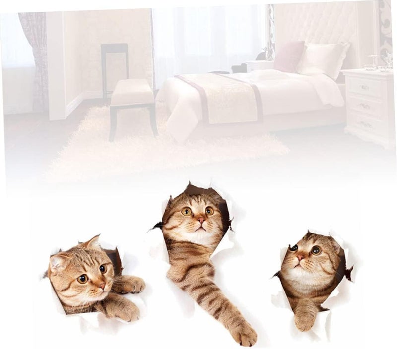 klarako 6 pcs Decorative Reaching Kitten Craft Living Paper Window Sticker Wall Clings Stickers Wallpaper Cat Toilet DIY Animal Decals Chidren for Bathroom D Room Cartoon Nursery Art Cats - Image 3