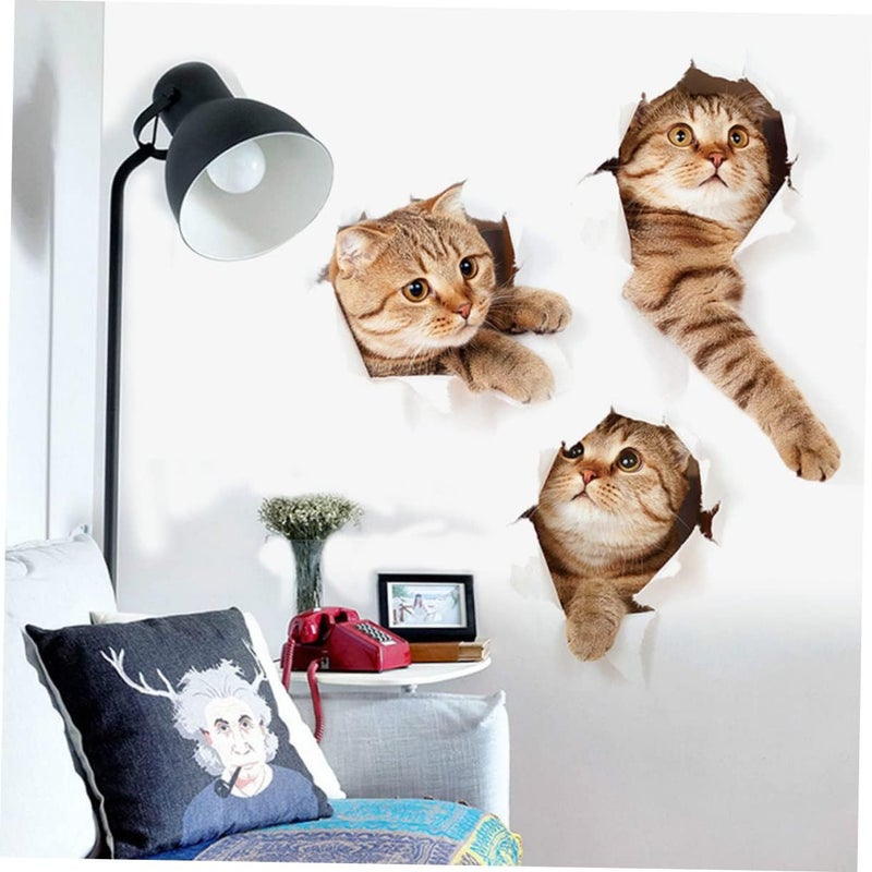 klarako 6 pcs Decorative Reaching Kitten Craft Living Paper Window Sticker Wall Clings Stickers Wallpaper Cat Toilet DIY Animal Decals Chidren for Bathroom D Room Cartoon Nursery Art Cats - Image 4