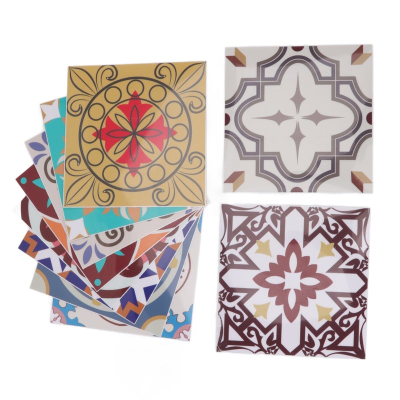 10Pcs Tile Sticker 5.9x5.9in Waterproof Anti Oil Moroccan Style Thick PVC Peel and Stick Tile for Wall Stairs Kitchen - Image 3