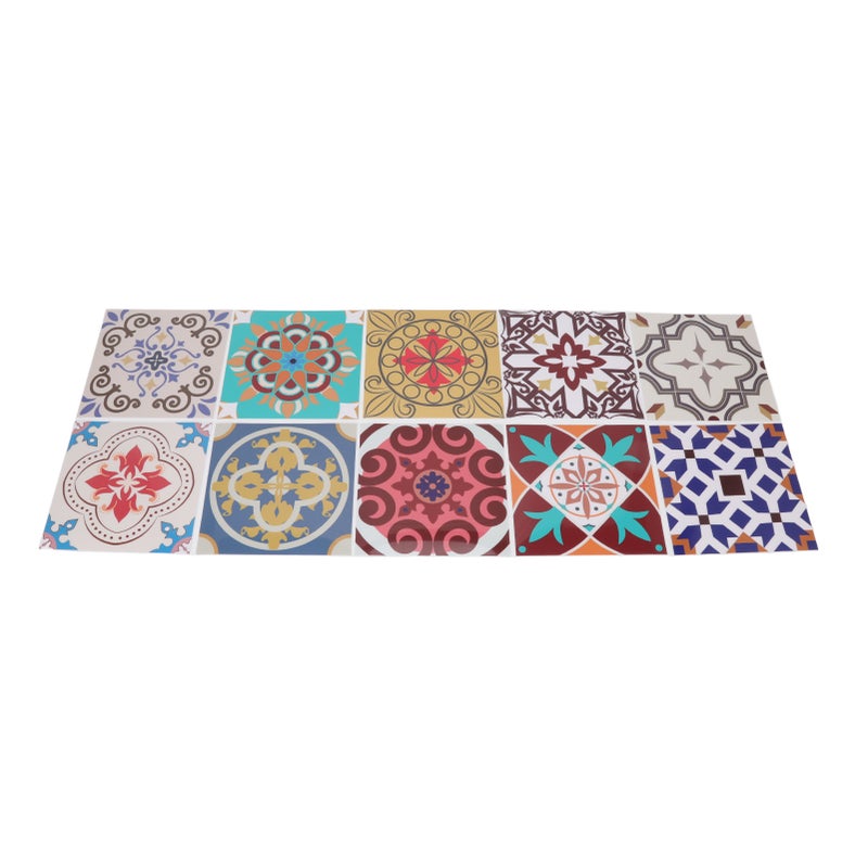 10Pcs Tile Sticker 5.9x5.9in Waterproof Anti Oil Moroccan Style Thick PVC Peel and Stick Tile for Wall Stairs Kitchen - Image 1