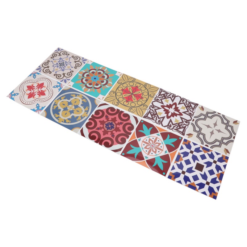10Pcs Tile Sticker 5.9x5.9in Waterproof Anti Oil Moroccan Style Thick PVC Peel and Stick Tile for Wall Stairs Kitchen - Image 2