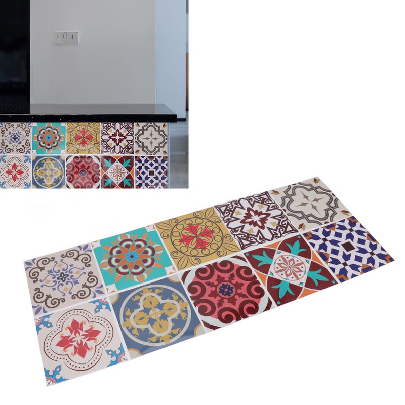 10Pcs Tile Sticker 5.9x5.9in Waterproof Anti Oil Moroccan Style Thick PVC Peel and Stick Tile for Wall Stairs Kitchen - Image 4