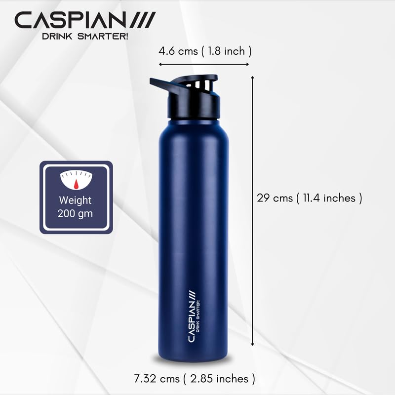 CASPIAN /// Hike Stainless Steel Sipper Water Bottle (Black, Blue, Green, 1 Litre, Set of 6)| Leak Proof Thunder for Fridge Home Office Travel School Kids Boys Girls Adults Sports Gym Yoga - Image 3