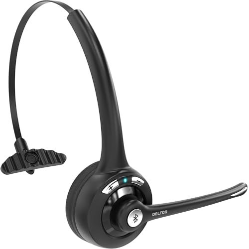 Delton 10X Bluetooth Computer Headset, Over-The-Head Single Ear Wireless Headset with Noise Canceling Mic for Computer/Laptop/Call Center/Truck Driver, Works with All Meetings Apps - Black - Image 1