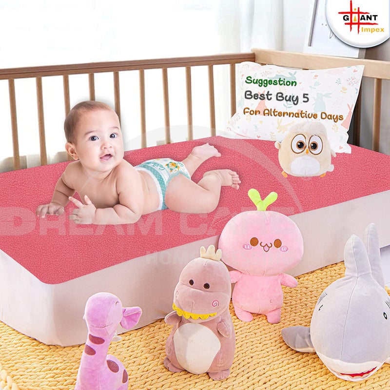 GIANT IMPEX Extra Absorbent Waterproof Quick Dry Sheet,Baby Bed Protector Size Medium / 100X70 Cms - Salmon Rose - Image 2