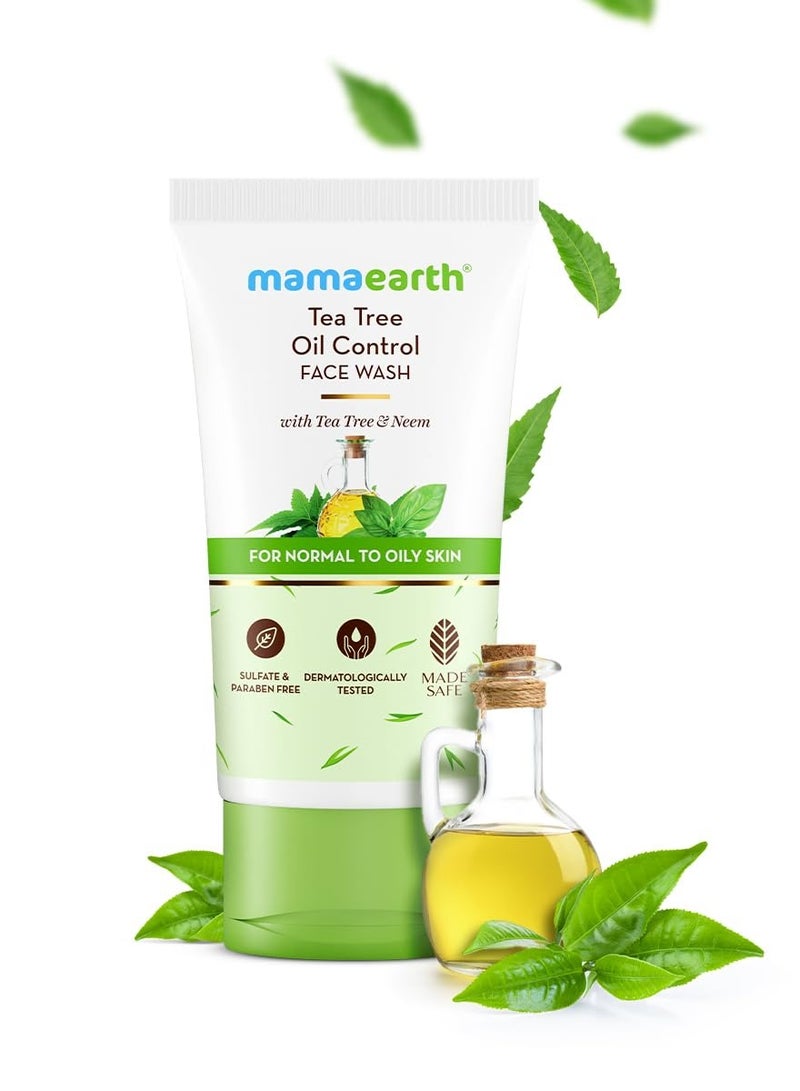 Mama Earth Tea Tree Oil Control Face Wash with Tea Tree & Neem for Normal to Oily Skin - 150 ml Up to 12 Hrs Oil Control | Cleanses Gently | Controls Acne & Pimples - Image 2