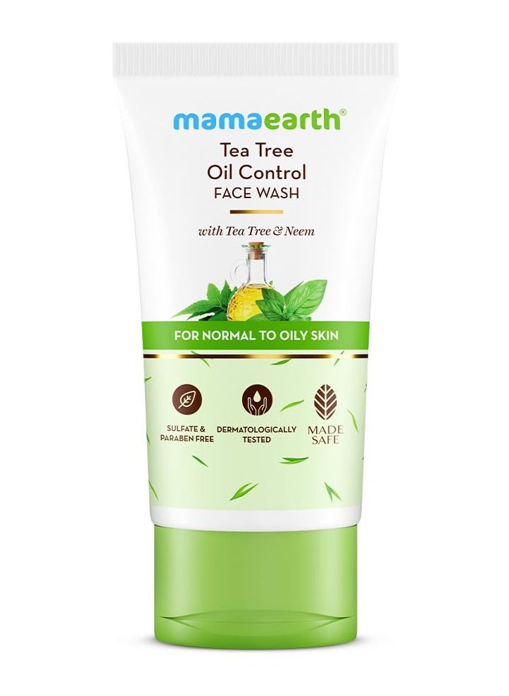 Mama Earth Tea Tree Oil Control Face Wash with Tea Tree & Neem for Normal to Oily Skin - 150 ml Up to 12 Hrs Oil Control | Cleanses Gently | Controls Acne & Pimples - Image 1
