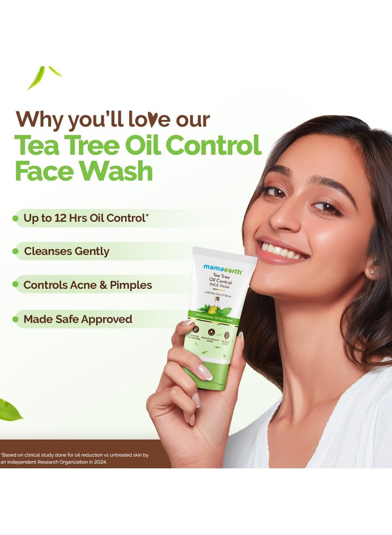 Mama Earth Tea Tree Oil Control Face Wash with Tea Tree & Neem for Normal to Oily Skin - 150 ml Up to 12 Hrs Oil Control | Cleanses Gently | Controls Acne & Pimples - Image 3