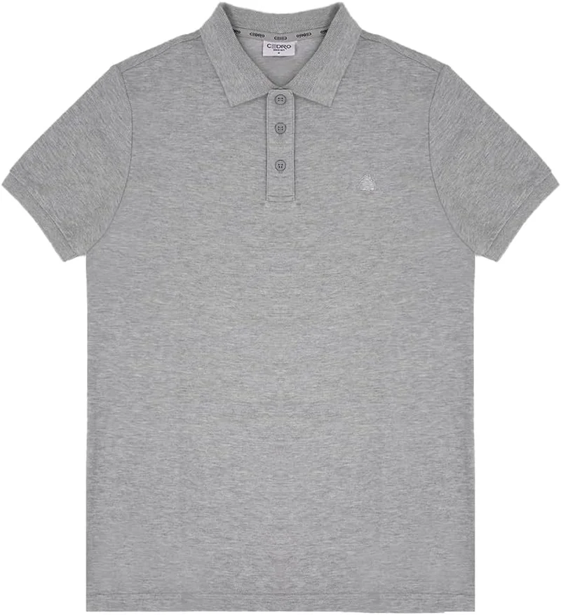 سيدرو Cedro Men's Regular Fit Collared Polo T-shirt in Grey