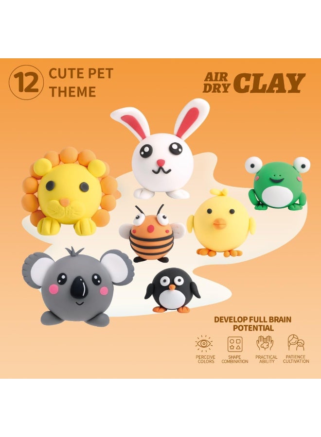 مجموعة من 12 حبة صلصال تشكيلي يجف بالهواء pet paradise - Image 2