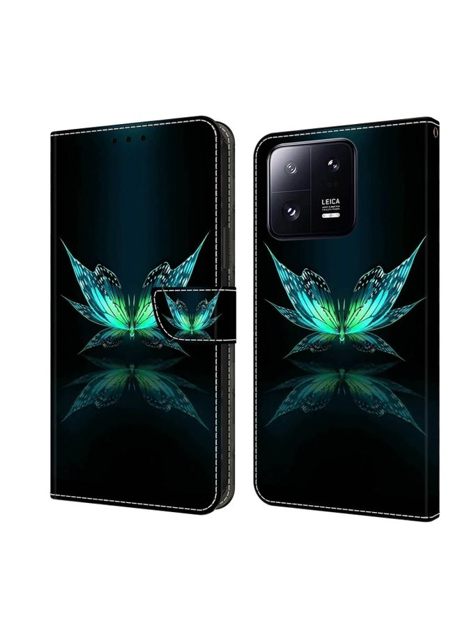 Case Cover For Xiaomi 13 Pro Crystal 3D Shockproof Protective Leather Phone Case Reflection Dutterfly
