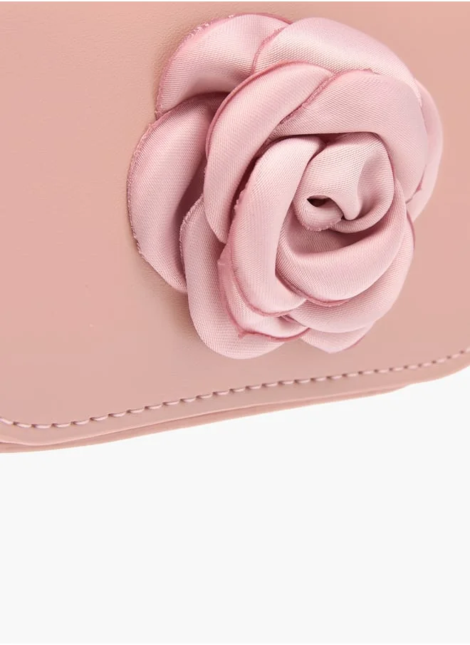 فلورا بيلا من شو إكسبرس Girls Rose Accent Crossbody Bag With Chain Strap And Flap Closure Ramadan Collection
