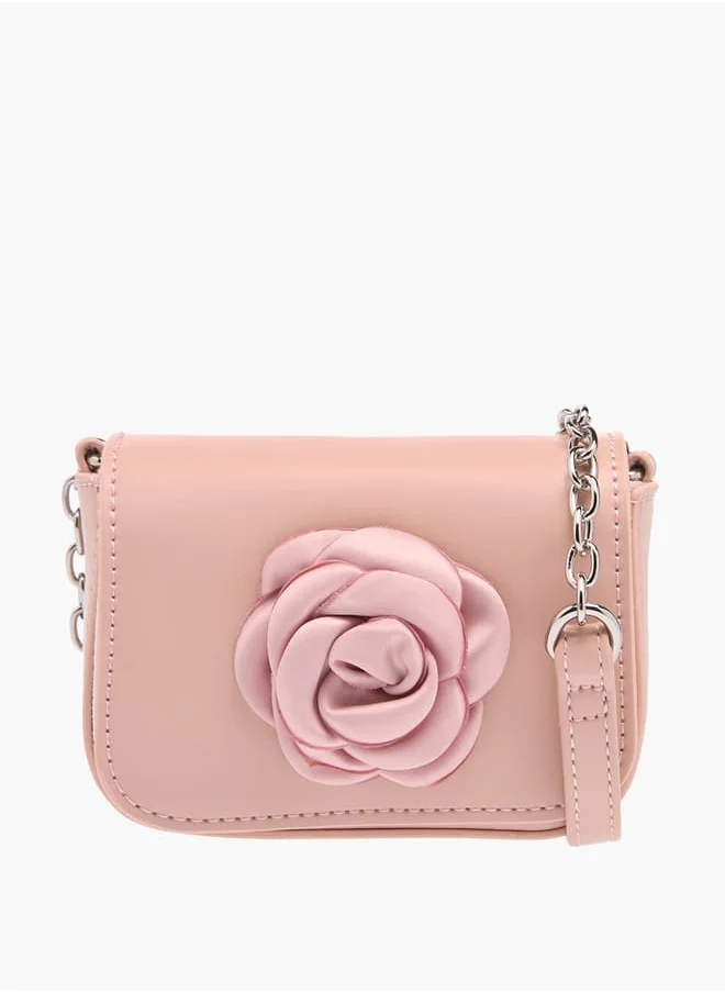 فلورا بيلا من شو إكسبرس Girls Rose Accent Crossbody Bag With Chain Strap And Flap Closure Ramadan Collection