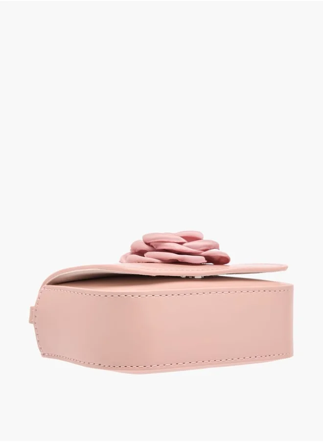 فلورا بيلا من شو إكسبرس Girls Rose Accent Crossbody Bag With Chain Strap And Flap Closure Ramadan Collection