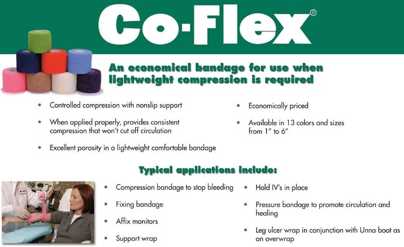 Coflex Andover COFlex 2x5Yds Tan Flesh 3Pack Cohesive Flexible Elastic Latex Bandage Compression Self Adherent Wrap Kids Children Vet Animals Pets Cats Dogs Horses 3200TN - Image 3