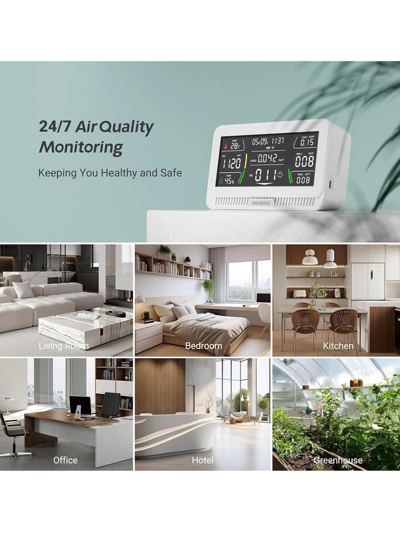 INKBIRD WiFi Air Quality Monitor Indoor Multifunctional Air Quality Detector - Image 2