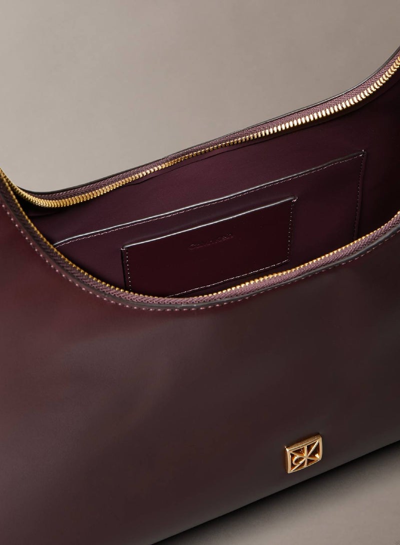 CALVIN KLEIN Monogram Logo Emblem Leather Shoulder Bag - Image 3