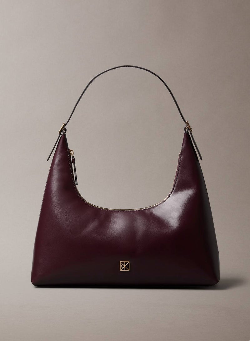 CALVIN KLEIN Monogram Logo Emblem Leather Shoulder Bag - Image 1