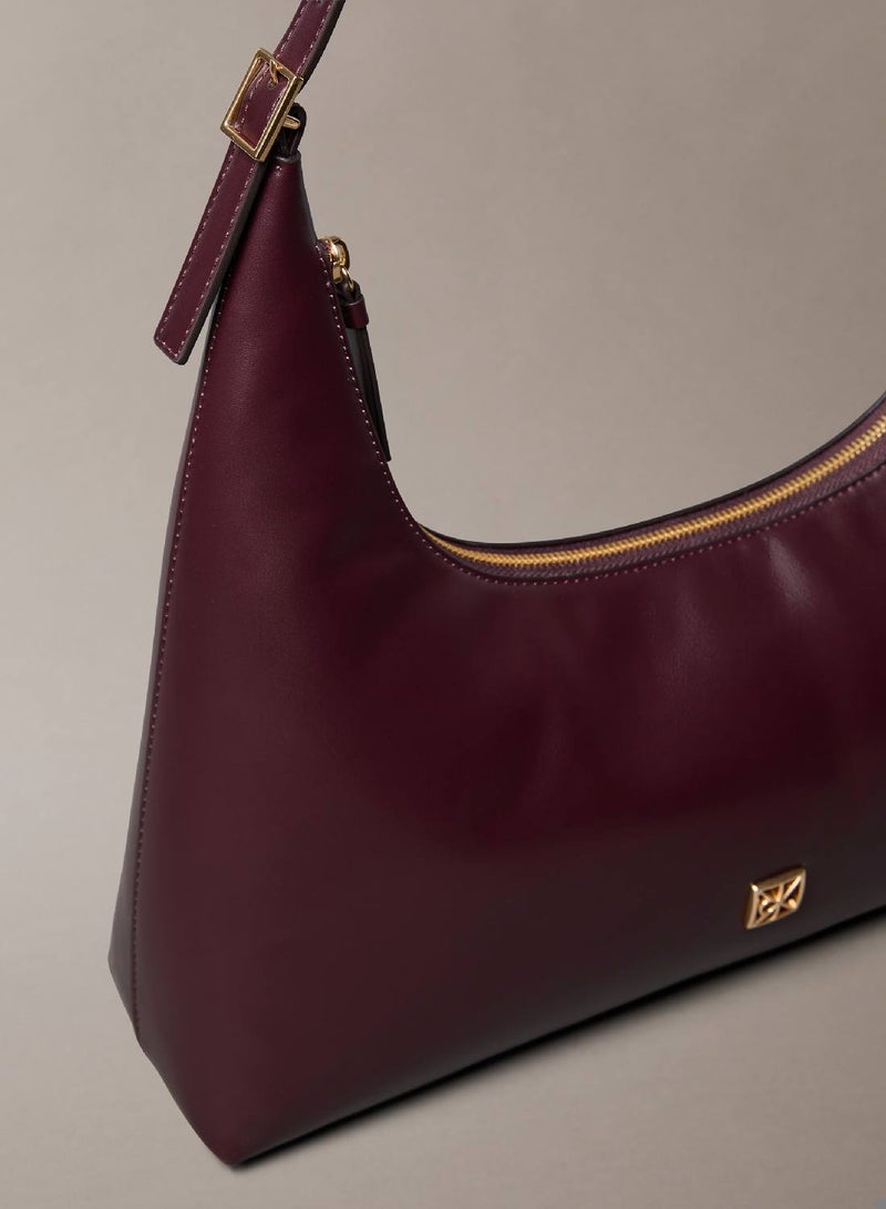 CALVIN KLEIN Monogram Logo Emblem Leather Shoulder Bag - Image 4