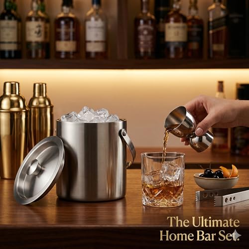 finality Premium Stainless Steel Ice Bucket with Tongs and Jigger – 1 Litre Double Walled Insulated Ice Box for Bar, Home & Parties (Silver Matte IB + Tong + Jigger) - Image 5