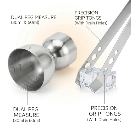 finality Premium Stainless Steel Ice Bucket with Tongs and Jigger – 1 Litre Double Walled Insulated Ice Box for Bar, Home & Parties (Silver Matte IB + Tong + Jigger) - Image 4