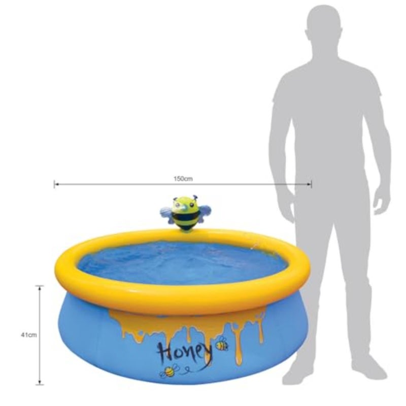 Inflatable Swimming Pool Bee Design Round Sprinkler Spray Medium Size Outdoor Garden PVC Water Play Inflatable Baby Bath Summer Fun Backyard Easy Inflate Durable Outdoor Play Tub - Image 4