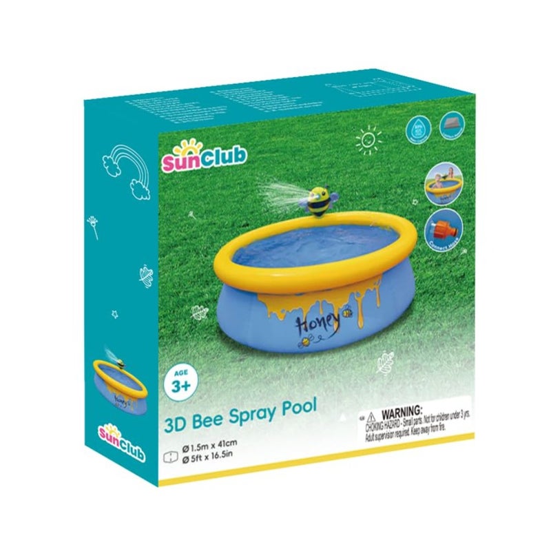 Inflatable Swimming Pool Bee Design Round Sprinkler Spray Medium Size Outdoor Garden PVC Water Play Inflatable Baby Bath Summer Fun Backyard Easy Inflate Durable Outdoor Play Tub - Image 3