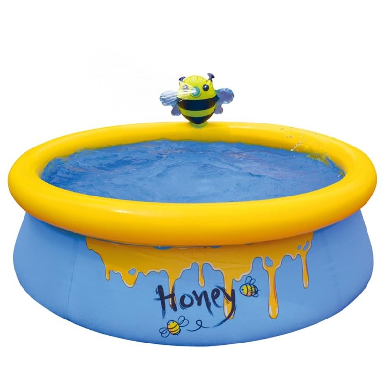Inflatable Swimming Pool Bee Design Round Sprinkler Spray Medium Size Outdoor Garden PVC Water Play Inflatable Baby Bath Summer Fun Backyard Easy Inflate Durable Outdoor Play Tub - Image 1