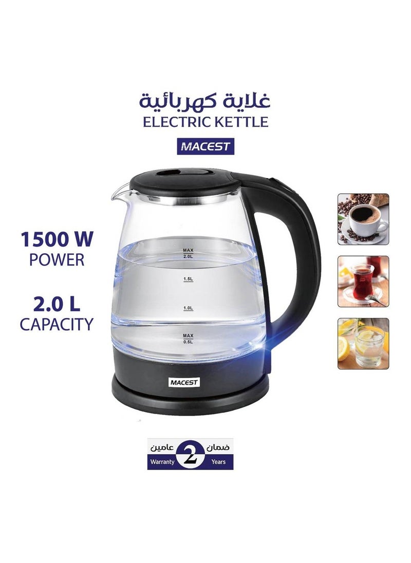 MACEST Electric kettle 2 liters 1500W black color  - Image 2