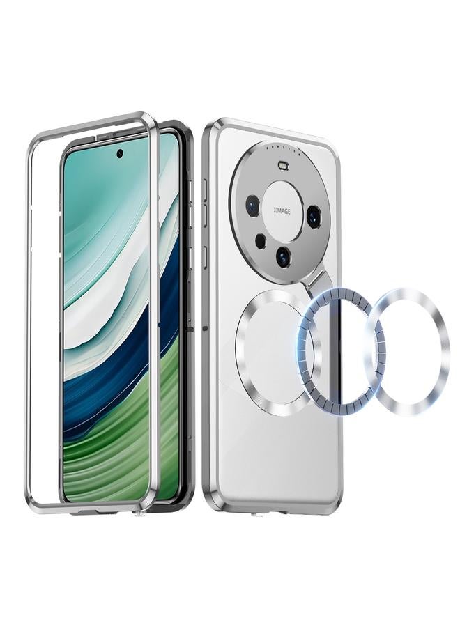 erorex For Huawei Mate 60 Aromatherapy Holder Single-sided MagSafe Magnetic Phone Case(Silver)  - Image 1
