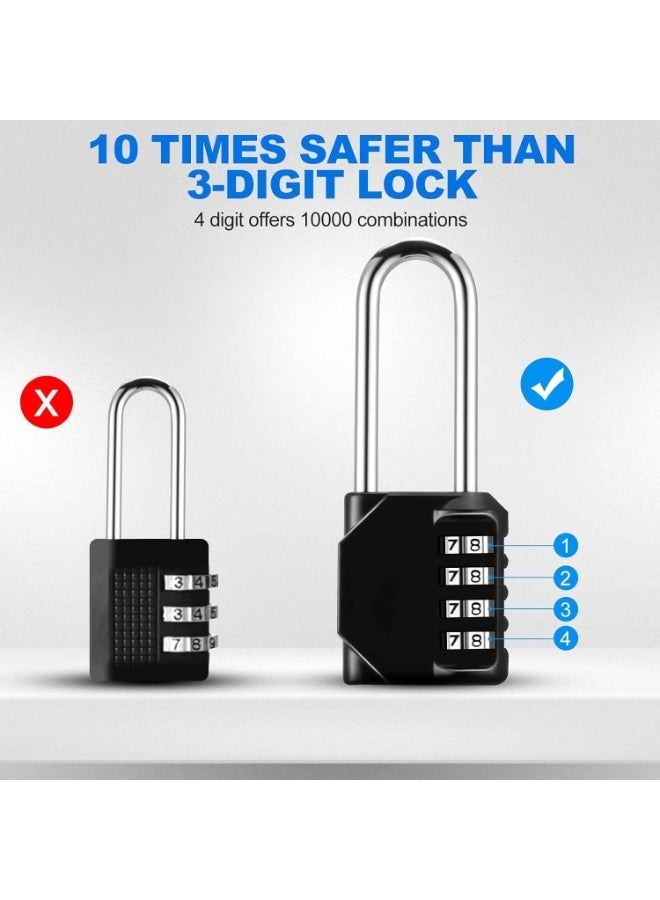 Bukela Combination Lock, 2 Pack 4 Digit Combination Padlock, Heavy Duty Weatherproof and Resettable lock, 11.6cm Long Shackle Zinc Alloy Combination lock for Shed Fence Gate, School, Gym, Toolbox - Image 4