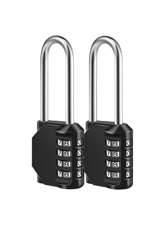 Bukela Combination Lock, 2 Pack 4 Digit Combination Padlock, Heavy Duty Weatherproof and Resettable lock, 11.6cm Long Shackle Zinc Alloy Combination lock for Shed Fence Gate, School, Gym, Toolbox - Image 1
