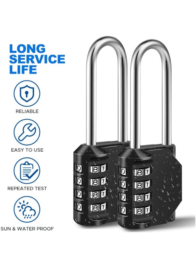Bukela Combination Lock, 2 Pack 4 Digit Combination Padlock, Heavy Duty Weatherproof and Resettable lock, 11.6cm Long Shackle Zinc Alloy Combination lock for Shed Fence Gate, School, Gym, Toolbox - Image 2