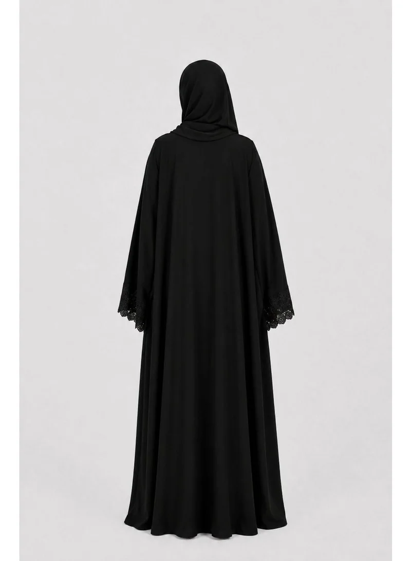 Ophelia  Florina Abaya – 3-in-1 Open-Front Hand-Stitched Floral Abaya for Women | Best Price UAE