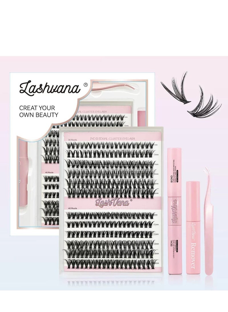 lashvana 240pcs False Eyelashes, Lash Extension Kit,Eyelash Clusters With Lash Bond And Seal Lash Remover Lash Applicator Individual Lashes Kit Eyelash Brush Easy To Apply At Home(30d+40d Kit) - Image 2
